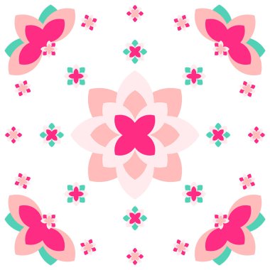 Pembe ve yeşil Flora desen