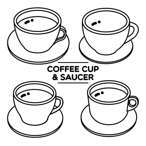 Taza de café y platillo — Vector de stock