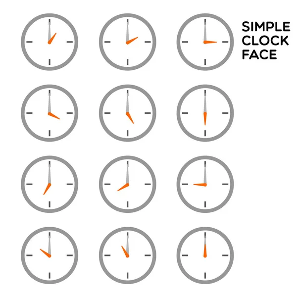 Relógio simples rosto — Vetor de Stock