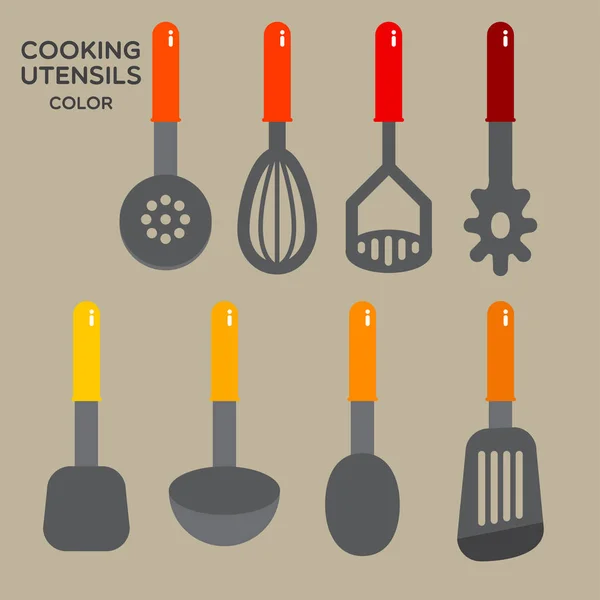 Koken gebruiksvoorwerpen kleur — Stockvector