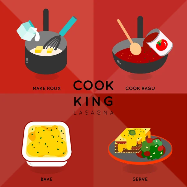 Cook koning lasagne — Stockvector