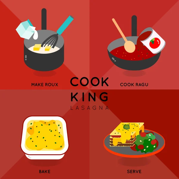 Cooka lasagne króla — Wektor stockowy