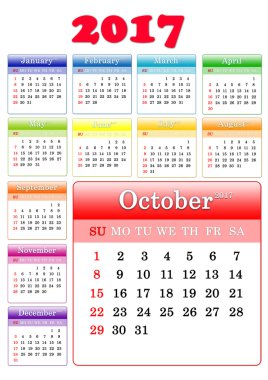 Şablon / 2017 renkli takvim
