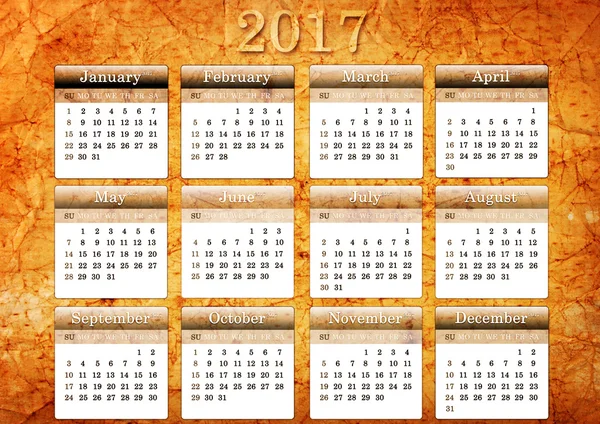 Template of 2017 vintage calendar — Stock Photo, Image