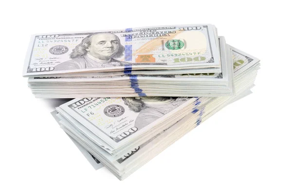Cem dólares isolados em fundo branco — Fotografia de Stock