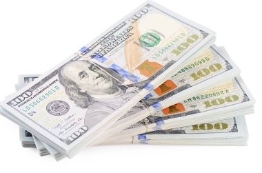 yüz dolar beyaz zemin üzerine izole