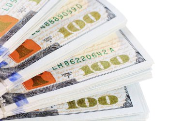 yüz dolar beyaz zemin üzerine izole