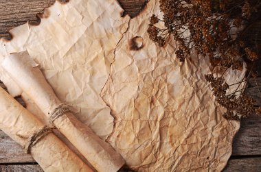 Yanık kenarları ile eski kağıt