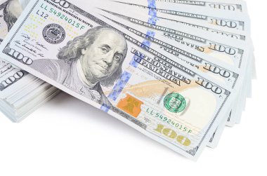 yüz dolar beyaz zemin üzerine izole