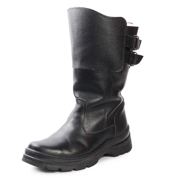 Mens botas pretas no fundo branco — Fotografia de Stock