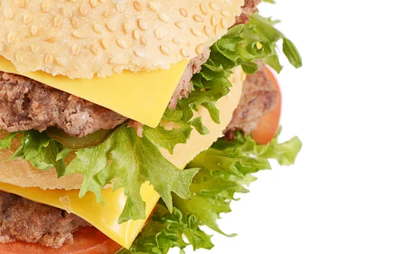 Hamburguesa con chuleta y queso sobre fondo blanco —  Fotos de Stock
