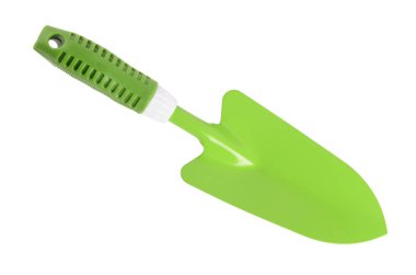 Beyaz izole Bahçe Yeşil Kepçe