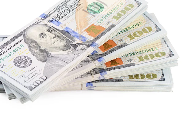 yüz dolar beyaz zemin üzerine izole