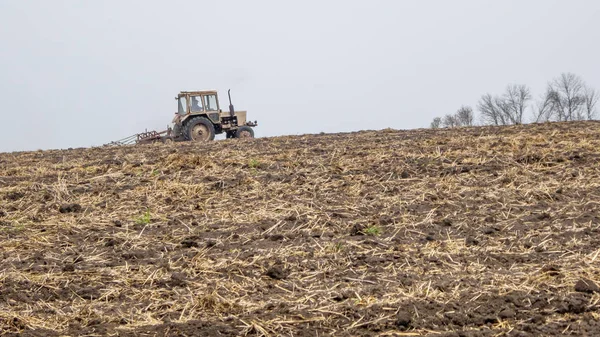 Ekim için bir alan traktör hazırlar