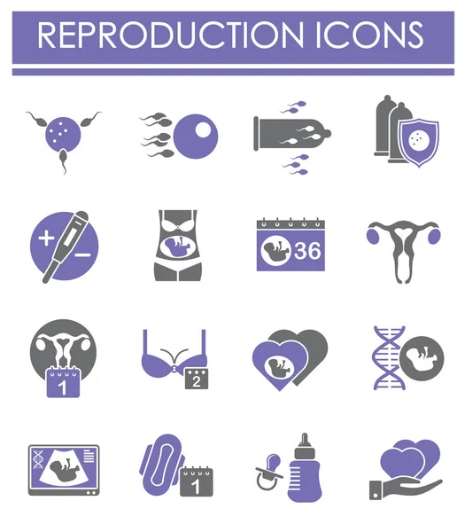 Reproduction related icons set on background for graphic and web design. Creative illustration concept symbol for web or mobile app — 스톡 벡터