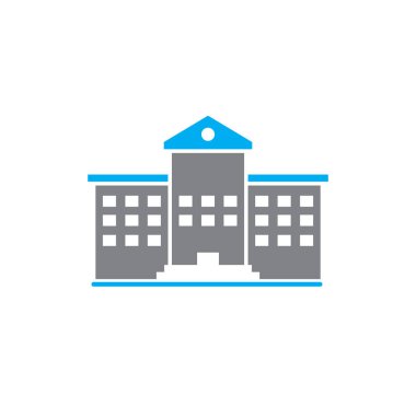 Grafik ve web tasarımı için arka planda okulla ilgili simge. Basit bir illüstrasyon. Web sayfası düğmesi ya da mobil uygulama için internet konsepti sembolü.