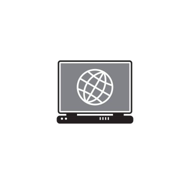 Grafik ve web tasarımı için arka planda teknolojiyle ilgili simge. Basit bir illüstrasyon. Web sayfası düğmesi ya da mobil uygulama için internet konsepti sembolü