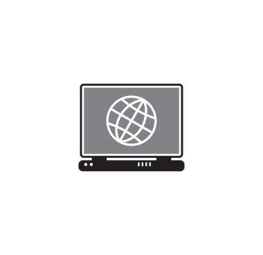 Grafik ve web tasarımı için arka planda teknolojiyle ilgili simge. Basit bir illüstrasyon. Web sayfası düğmesi ya da mobil uygulama için internet konsepti sembolü