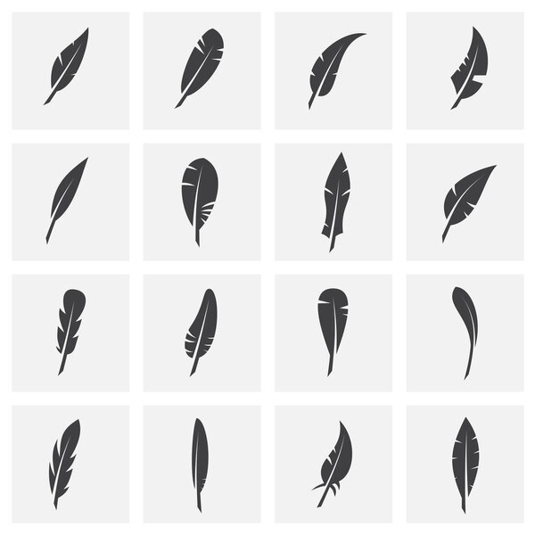 Feather icons set on background for graphic and web design. Creative illustration concept symbol for web or mobile app.