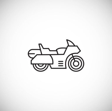 Grafik ve web tasarımı için arka planda motosiklet simgesi ana hatları. Web veya mobil uygulama için yaratıcı illüstrasyon konsepti sembolü.