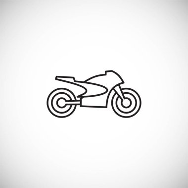 Grafik ve web tasarımı için arka planda motosiklet simgesi ana hatları. Web veya mobil uygulama için yaratıcı illüstrasyon konsepti sembolü.