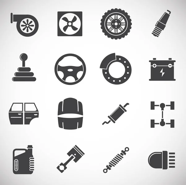 Auto-onderdelen pictogrammen ingesteld op de achtergrond voor grafisch en web design. Creatieve illustratie concept symbool voor web of mobiele app. — Stockvector