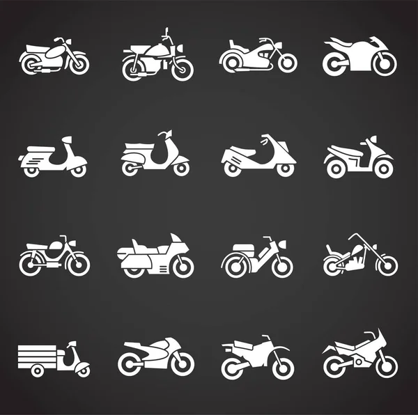 Піктограми мотоциклів встановлені на тлі графічного та веб-дизайну. Символ концепції креативної ілюстрації для веб або мобільного додатку . — стоковий вектор