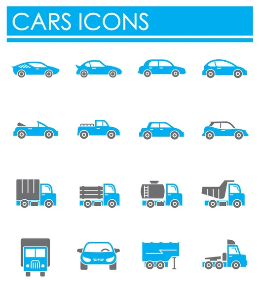 Iconos de coches establecidos en el fondo para el diseño gráfico y web. Símbolo de concepto de ilustración creativa para web o aplicación móvil . — Vector de stock