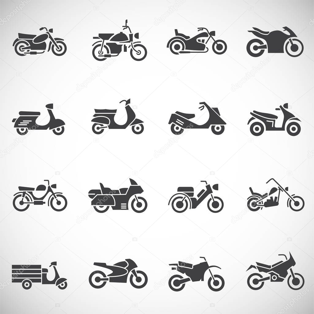 Motorcycle icons set on background for graphic and web design. Creative illustration concept symbol for web or mobile app.