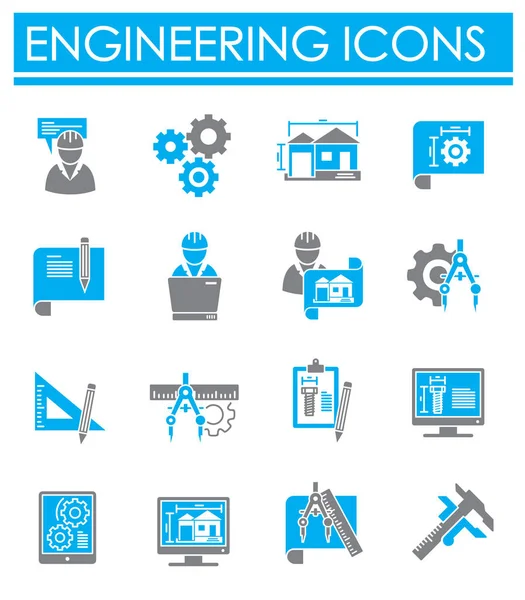 Iconos relacionados con la ingeniería establecidos en el fondo para el diseño gráfico y web. Símbolo de concepto de ilustración creativa para web o aplicación móvil . — Vector de stock