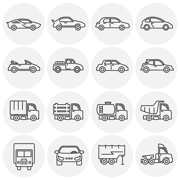 Ícones de carro definir esboço em segundo plano para design gráfico e web. Símbolo de conceito de ilustração criativa para web ou aplicativo móvel . — Vetor de Stock