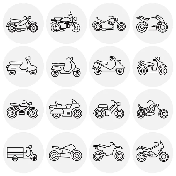 Motorcykel ikoner ange skissera på bakgrund för grafisk och webbdesign. Kreativ illustration konceptsymbol för webben eller mobilappen. — Stock vektor
