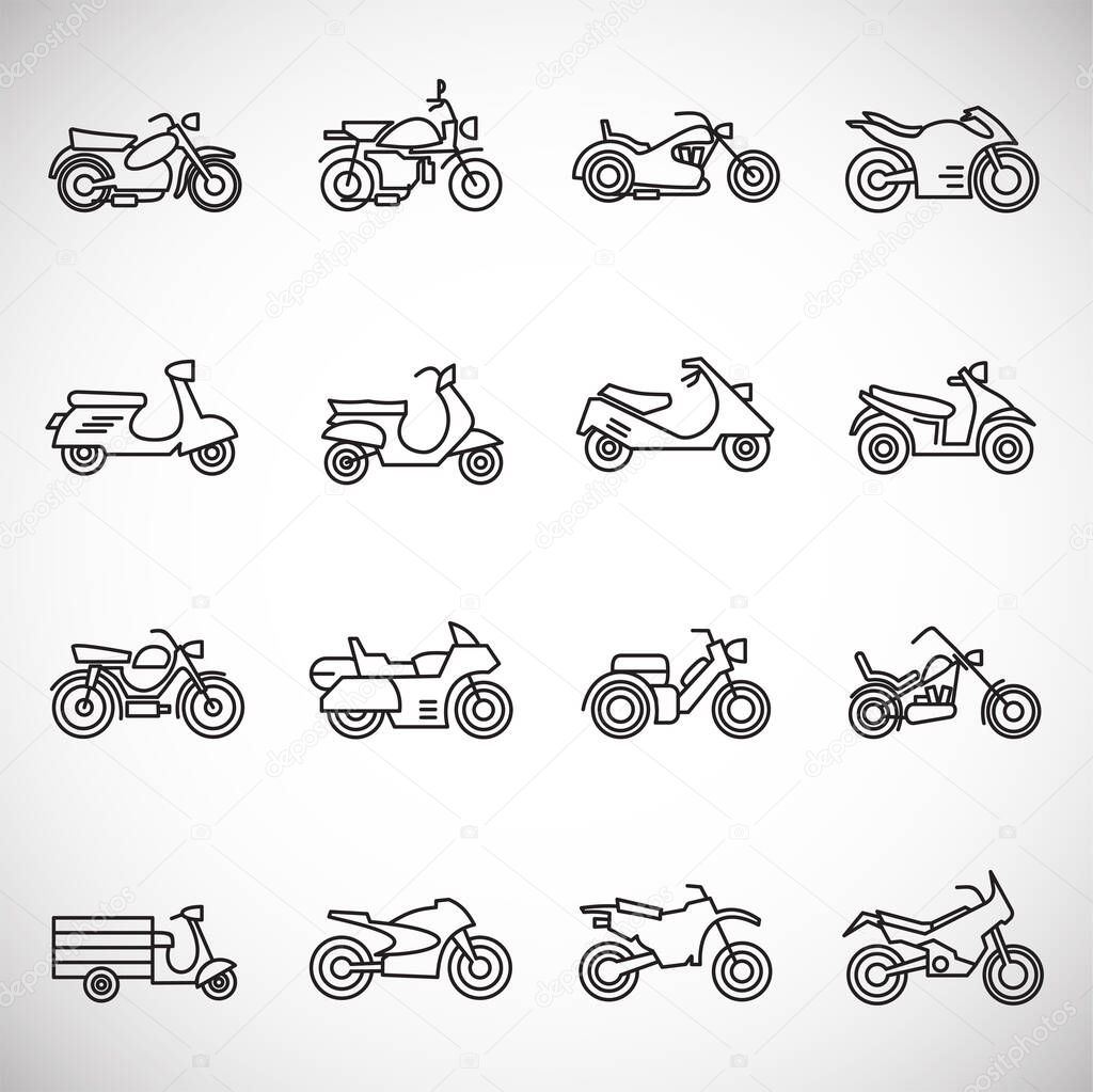 Motorcycle icons set outline on background for graphic and web design. Creative illustration concept symbol for web or mobile app.