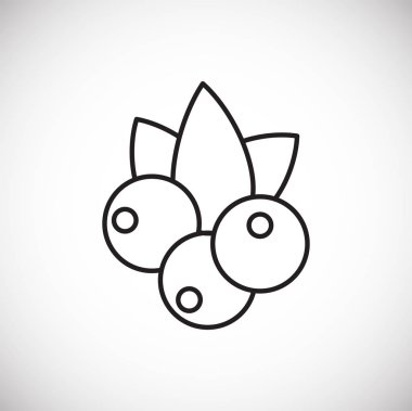 Grafik ve web tasarımı için arka planda meyvelerle ilgili simge ana hatları. Web veya mobil uygulama için yaratıcı illüstrasyon konsepti sembolü.