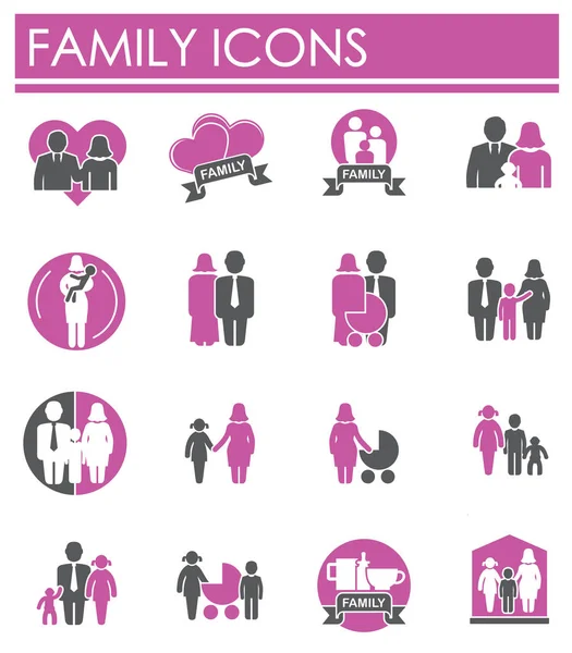 Family related icons set on background for graphic and web design. Creative illustration concept symbol for web or mobile app. — 스톡 벡터