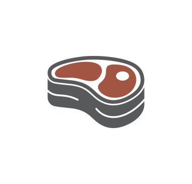 Grafik ve web tasarımı için arka planda biftekle ilgili simge. Web veya mobil uygulama için yaratıcı illüstrasyon konsepti sembolü.