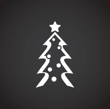 Grafik ve web tasarımı için arka planda Noel ağacı simgesi. Web veya mobil uygulama için yaratıcı illüstrasyon konsepti sembolü.