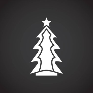 Grafik ve web tasarımı için arka planda Noel ağacı simgesi. Web veya mobil uygulama için yaratıcı illüstrasyon konsepti sembolü.