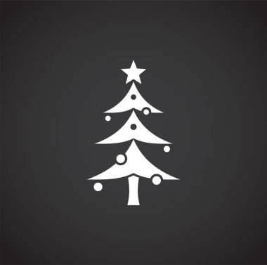 Grafik ve web tasarımı için arka planda Noel ağacı simgesi. Web veya mobil uygulama için yaratıcı illüstrasyon konsepti sembolü.