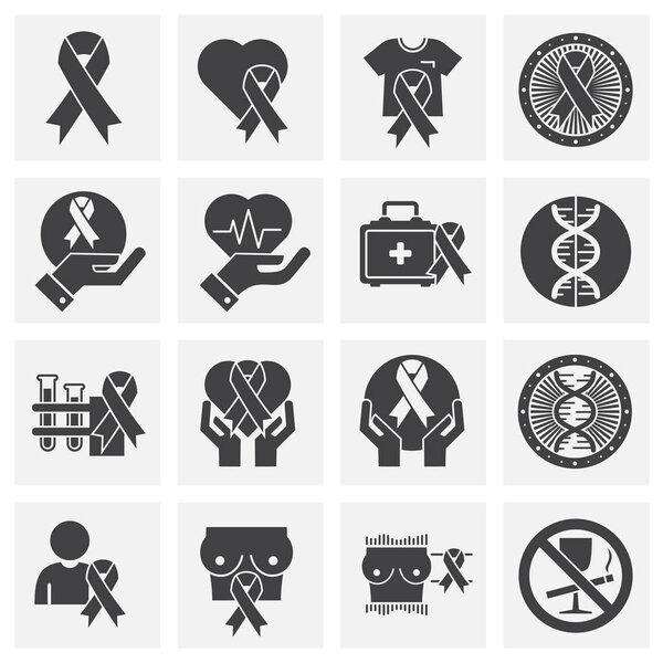 Breast cancer related icons set on background for graphic and web design. Creative illustration concept symbol for web or mobile app.