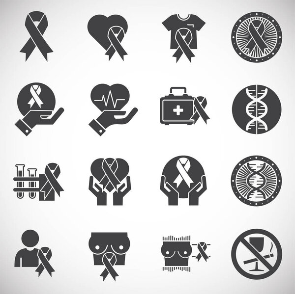 Breast cancer related icons set on background for graphic and web design. Creative illustration concept symbol for web or mobile app.