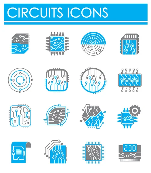 Curcuit related icons set on background for graphic and web design. Creative illustration concept symbol for web or mobile app. — 스톡 벡터