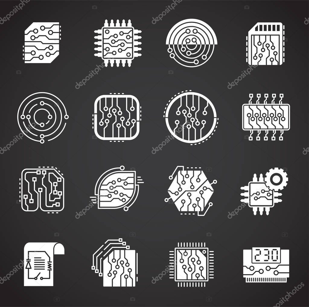 Curcuit related icons set on background for graphic and web design. Creative illustration concept symbol for web or mobile app.