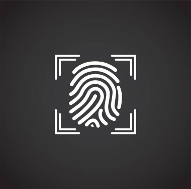 Grafik ve web tasarımı için arka planda Parmak izi güvenliğiyle ilgili simge. Web veya mobil uygulama için yaratıcı illüstrasyon konsepti sembolü.