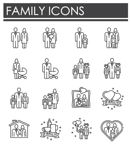 Family related icons set on background for graphic and web design. Creative illustration concept symbol for web or mobile app. — 스톡 벡터