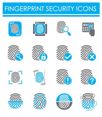 Grafik ve web tasarımı için arka planda Parmak izi güvenliğiyle ilgili simge. Web veya mobil uygulama için yaratıcı illüstrasyon konsepti sembolü.
