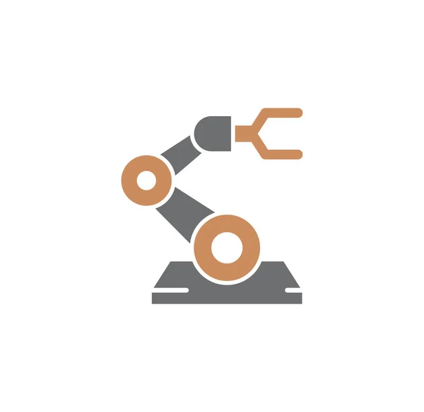 Grafik ve web tasarımı için arka planda robotla ilgili imalat simgesi. Web veya mobil uygulama için yaratıcı illüstrasyon konsepti sembolü.