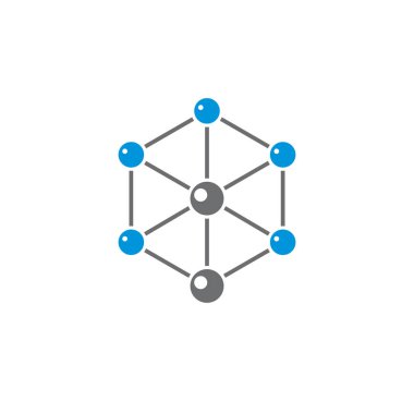 Grafik ve web tasarımı için arka planda moleküler bağlantılı simge. Web veya mobil uygulama için yaratıcı illüstrasyon konsepti sembolü.