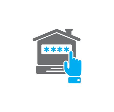 Grafik ve web tasarımı için arka planda akıllı ev ile ilgili simge. Web veya mobil uygulama için yaratıcı illüstrasyon konsepti sembolü.