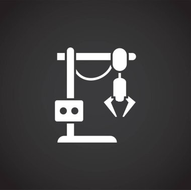 Grafik ve web tasarımı için arka planda robotla ilgili imalat simgesi. Web veya mobil uygulama için yaratıcı illüstrasyon konsepti sembolü.